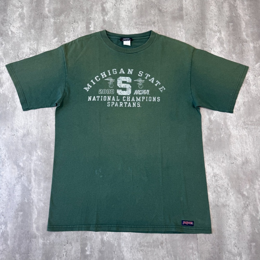 Vintage JanSport Michigan State Spartans T-Shirt Mens L 2000 NCAA Champions